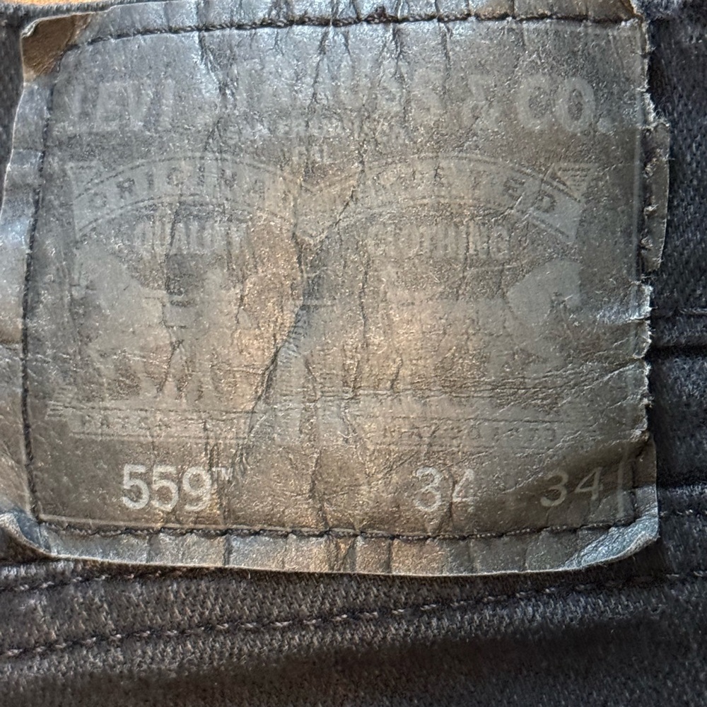 Levi's 559 Jeans Mens 34x34 Black Relaxed Straight Denim (FITS 34x32) Work Ranch - Picture 12 of 16